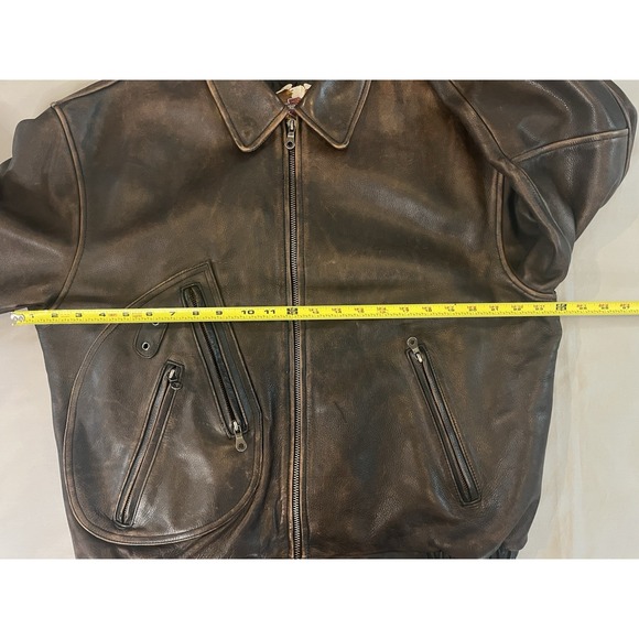 Vintage Harley Davidson Leather Motorcycle Jacket Distressed Coat‎ Brown L - Picture 3 of 16